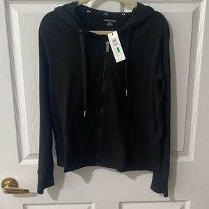 Calvin Klein sz Large black zip up hoodie. New with Tags